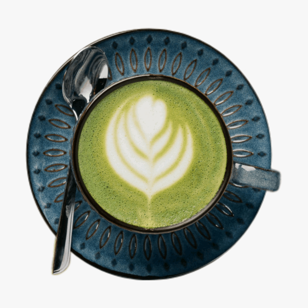 coffee latte and matcha latte at kaogee cafe laos